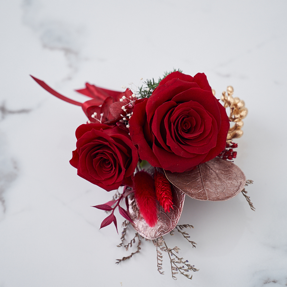 ｜不凋花胸花 乾燥花 富貴胭脂紅 婚禮胸花｜主婚人胸花 婚禮周邊｜