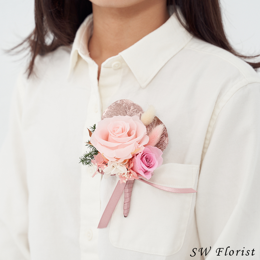 ｜不凋花胸花 乾燥花 香檳粉 粉紫色 婚禮胸花｜ 主婚人胸花 婚禮周邊｜