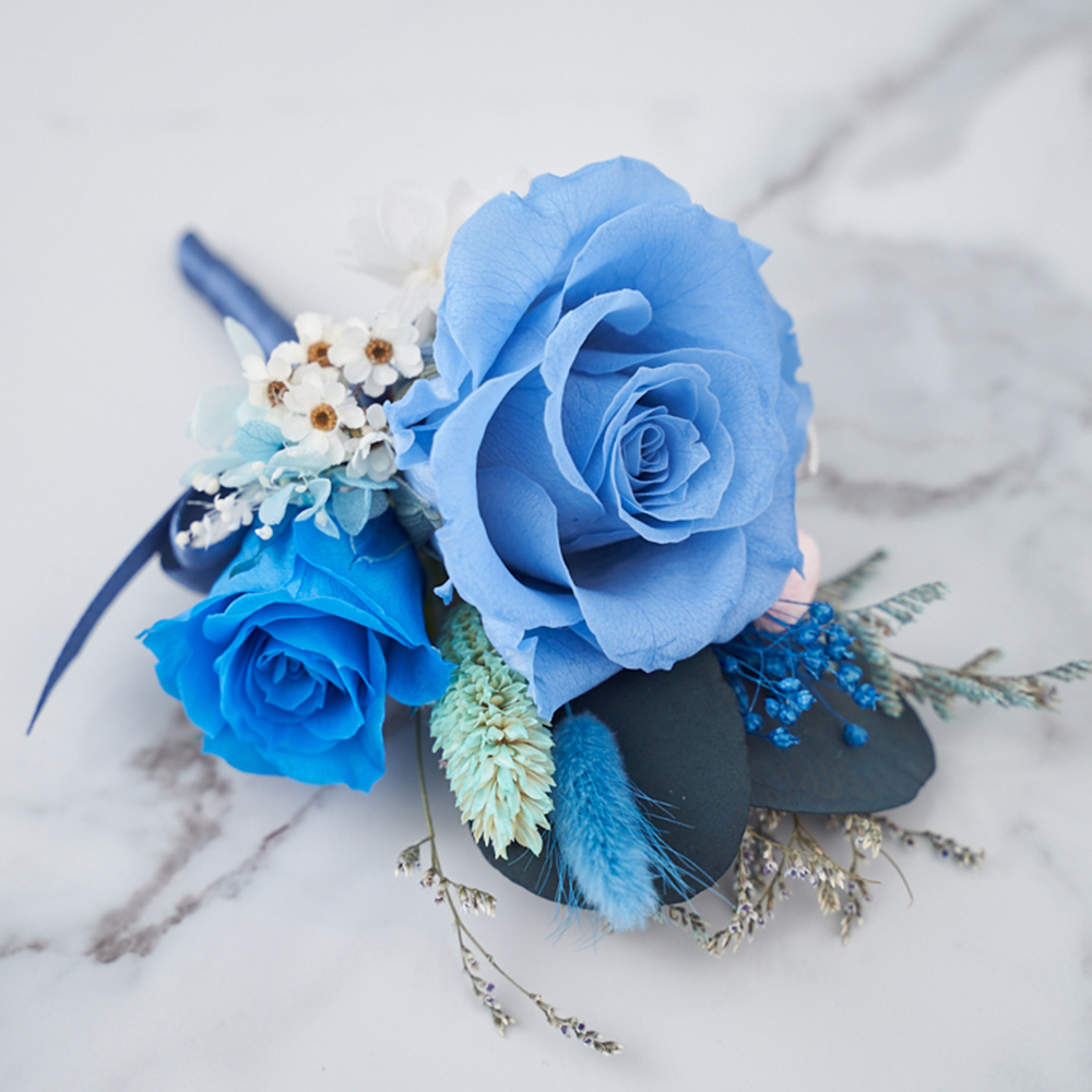 ｜不凋花胸花 乾燥花 湖藍色 天藍色 婚禮胸花｜ 主婚人胸花 婚禮周邊｜