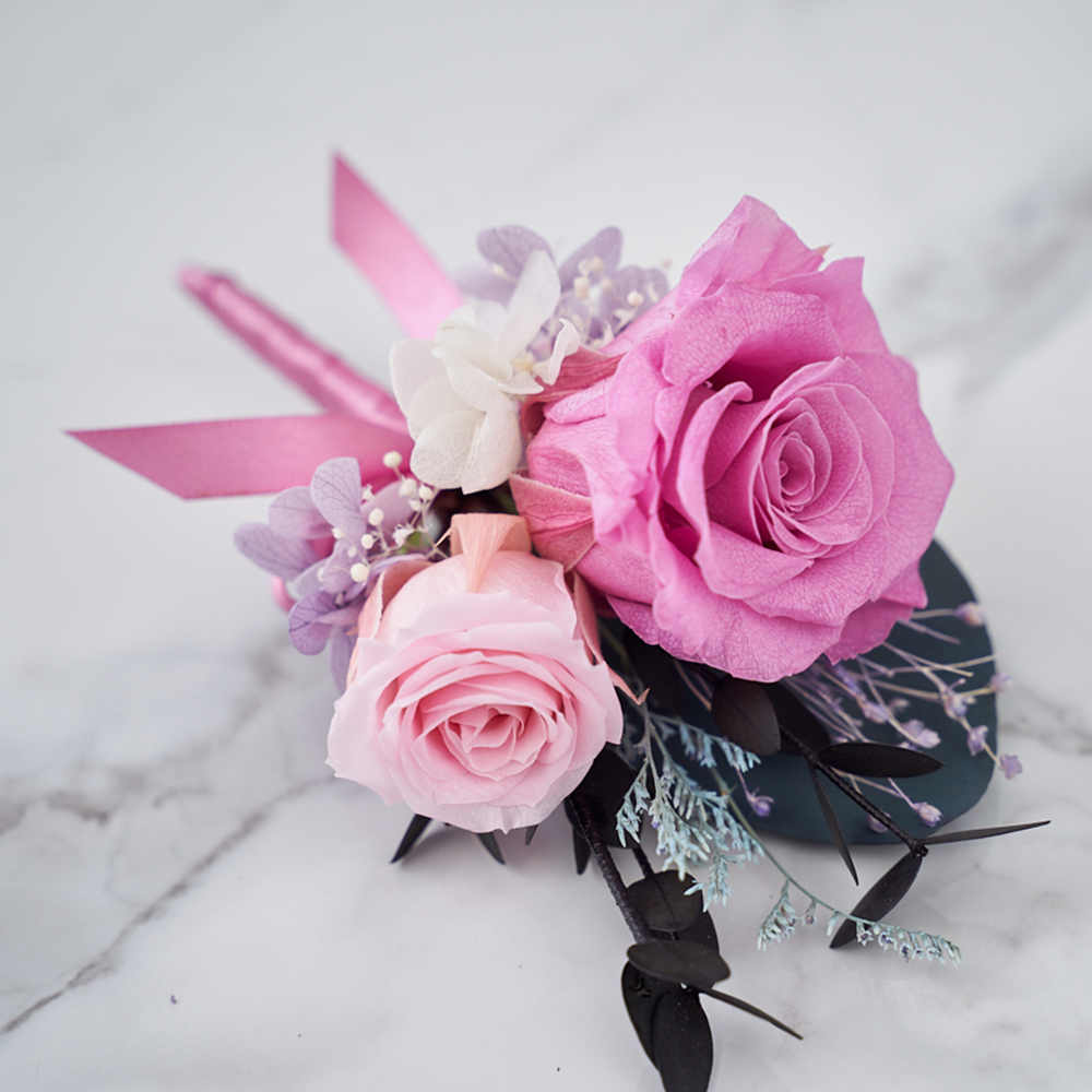 ｜不凋花胸花 乾燥花 婚禮胸花 粉紫色 蜜粉色｜ 主婚人胸花 婚禮周邊｜