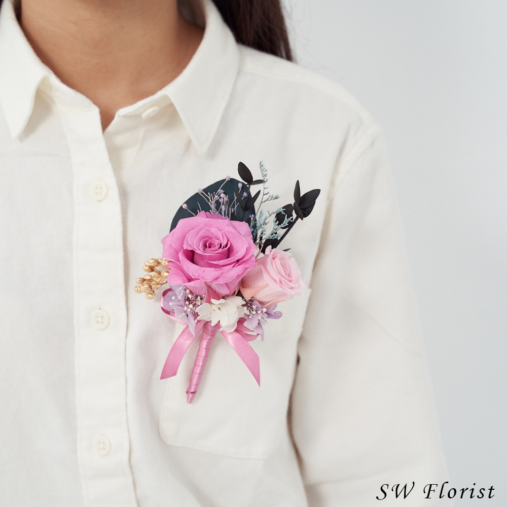 ｜不凋花胸花 乾燥花 婚禮胸花 粉紫色 蜜粉色｜ 主婚人胸花 婚禮周邊｜