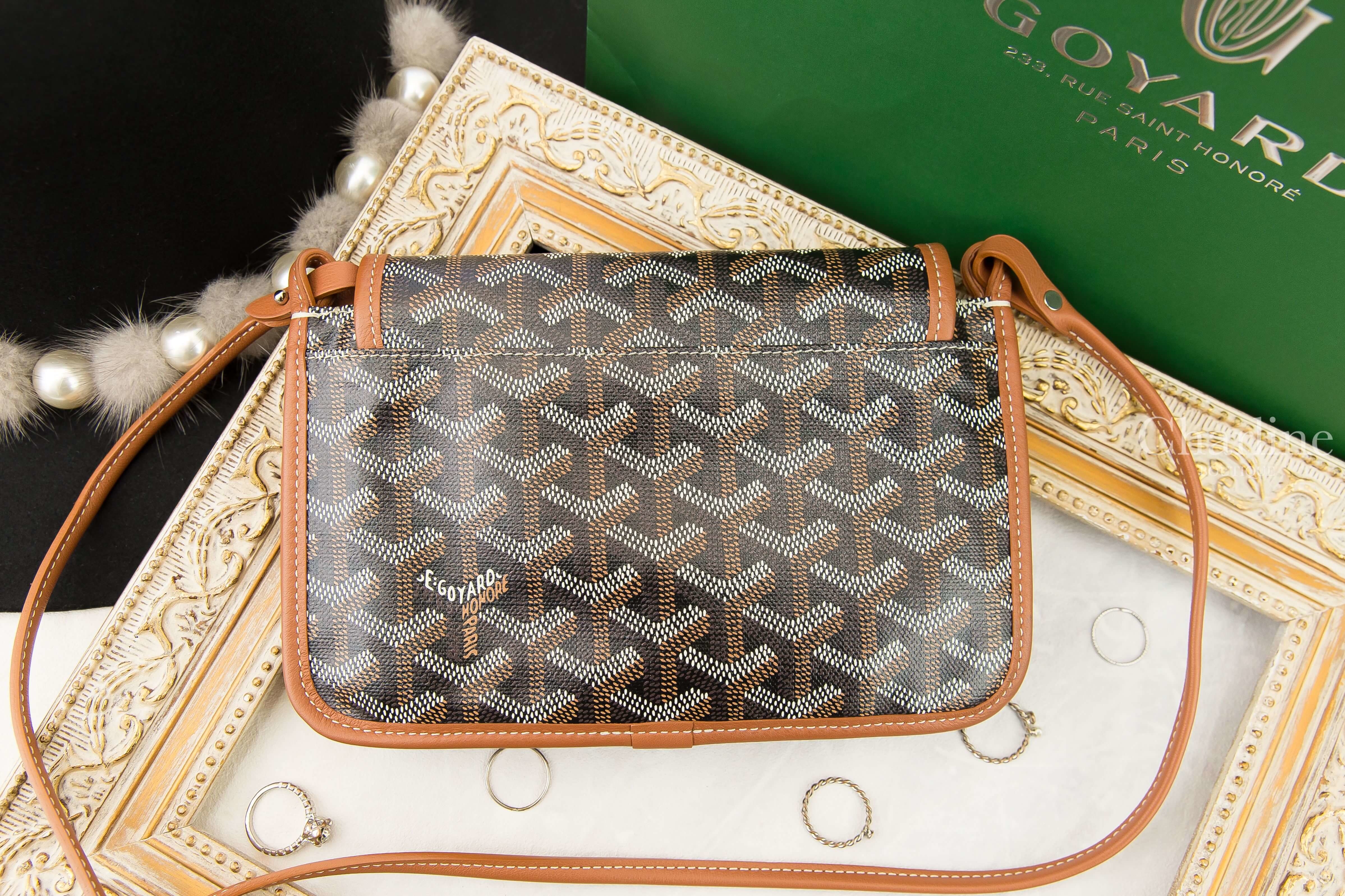 Goyard Portefeuille Pochette Plu 黑色拼咖啡色滾邊肩背包-Charline Boutique 精品代購