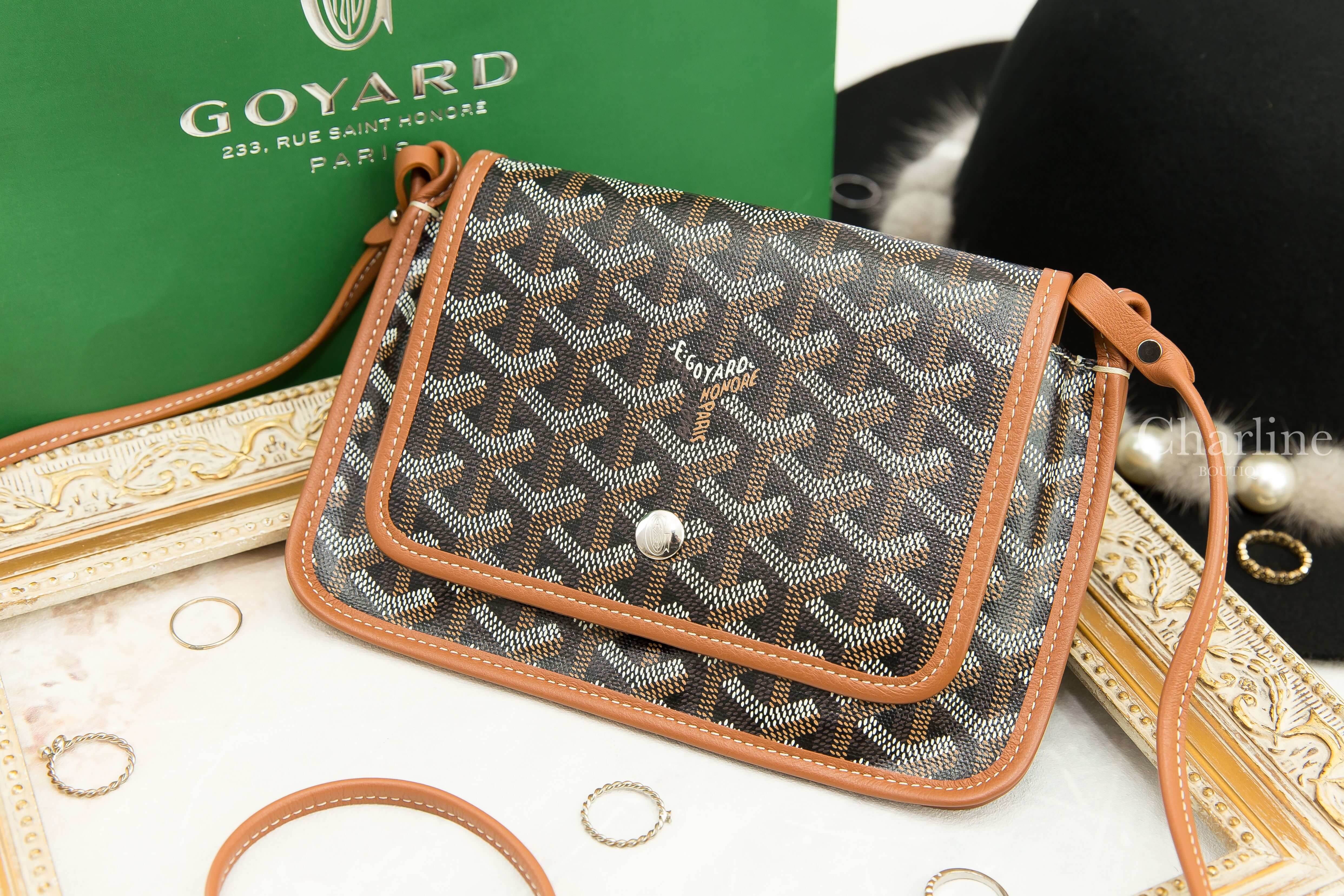Goyard Portefeuille Pochette Plu 黑色拼咖啡色滾邊肩背包-Charline Boutique 精品代購