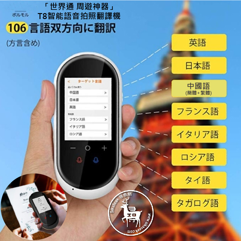 「世界通 周遊神器」智能語音拍照翻譯機│106種語言│雙向口譯機│拍照翻譯│周遊世界溝通無難道 (香港6個月保養)