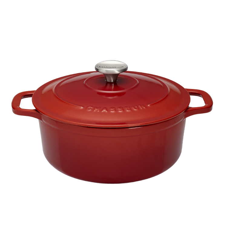 (絕版福利品)CHASSEUR SUBLIME系列鑄鐵圓鍋-櫻桃紅(黑琺瑯)