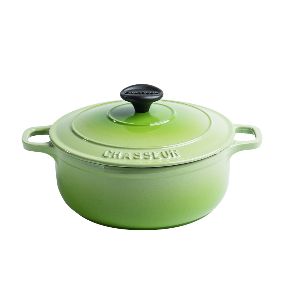 (絕版福利品)CHASSEUR 鑄鐵圓鍋-青檸綠(黑琺瑯)