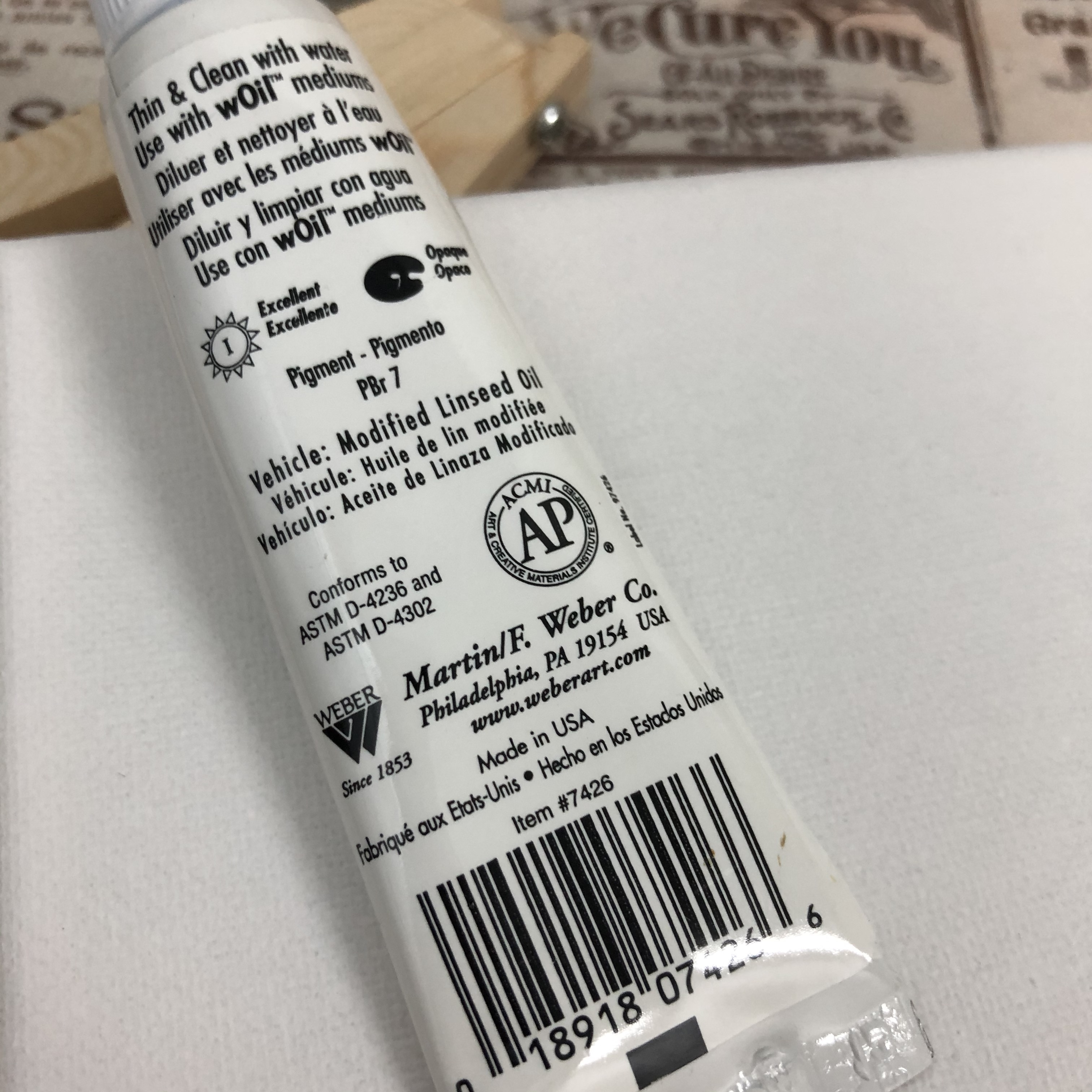 美國進口wOil油畫顏料37ml-原赭褐色 7426