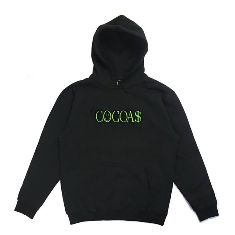 COCOA$ 電繡LOGO帽T-黑綠配色