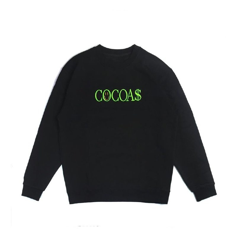 COCOA$ 電繡LOGO大學T-黑綠配色