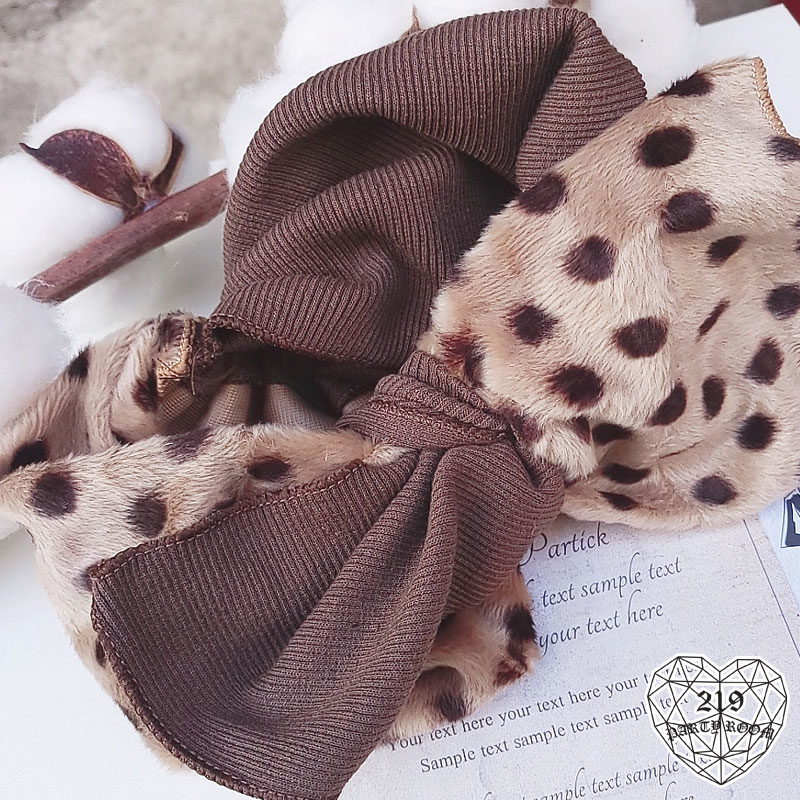 豹紋毛毛羅紋拼接髮帶