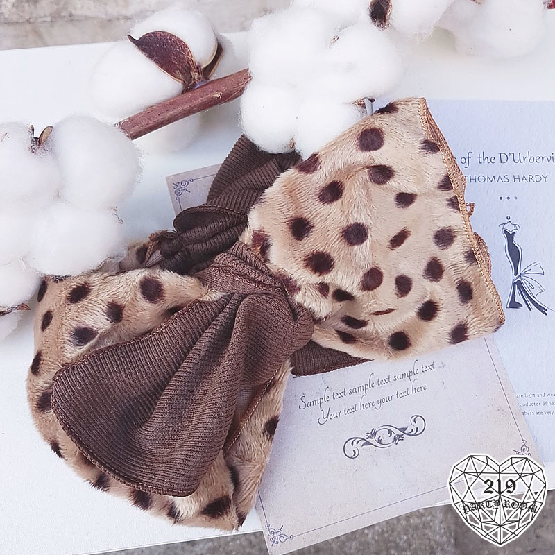 豹紋毛毛羅紋拼接髮帶