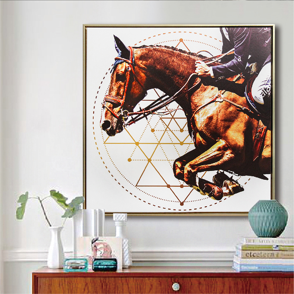 北歐時代風尚有框畫60x60cm-WA153俊馬奔王