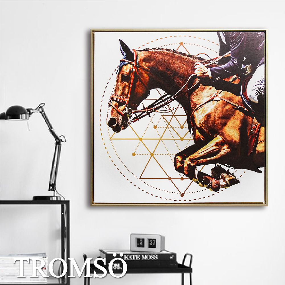 北歐時代風尚有框畫60x60cm-WA153俊馬奔王