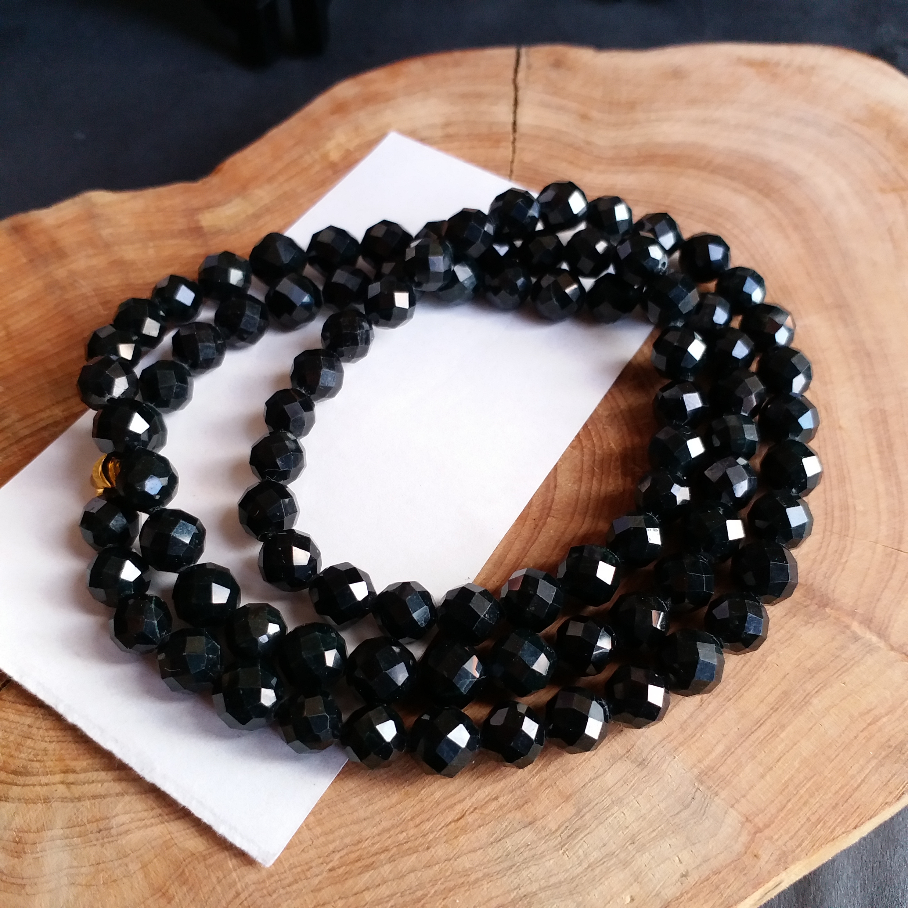 墨翠珠鍊108顆鑽石面 (7.5mm直徑), 天然翡翠A玉, 緬甸玉, Jade, Jadeite