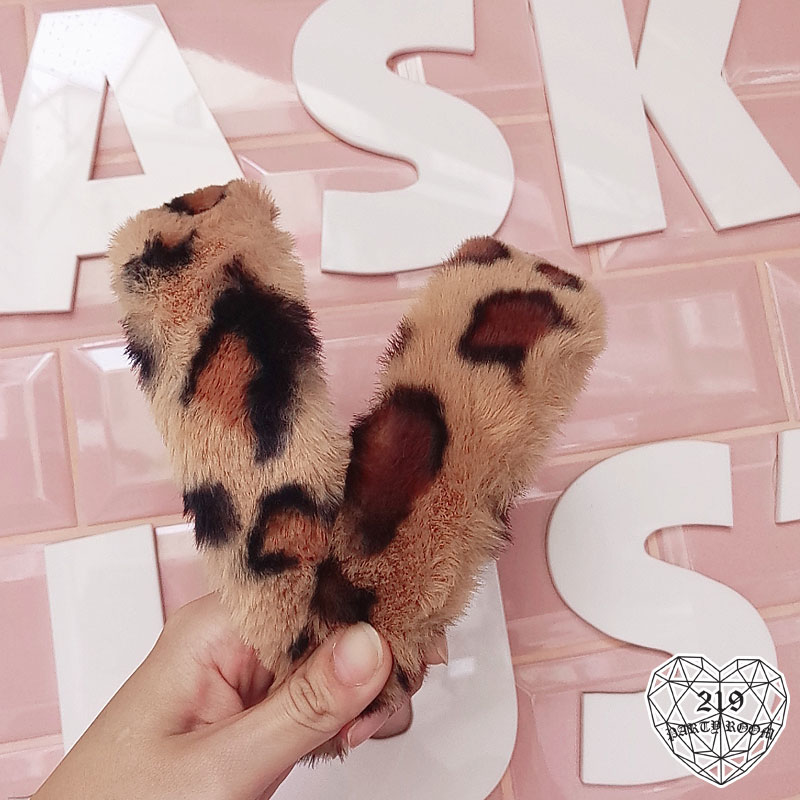 冬日豹紋毛毛髮箍