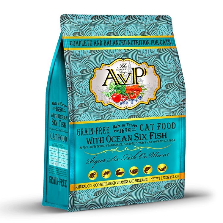 AVP Ocean Six Fish Grain Free All Life Stages Cat Food (5lb, 15lb)