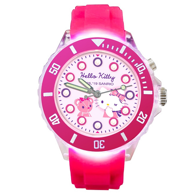 【三麗鷗Sanrio】Hello Kitty酷炫閃燈錶-桃紅