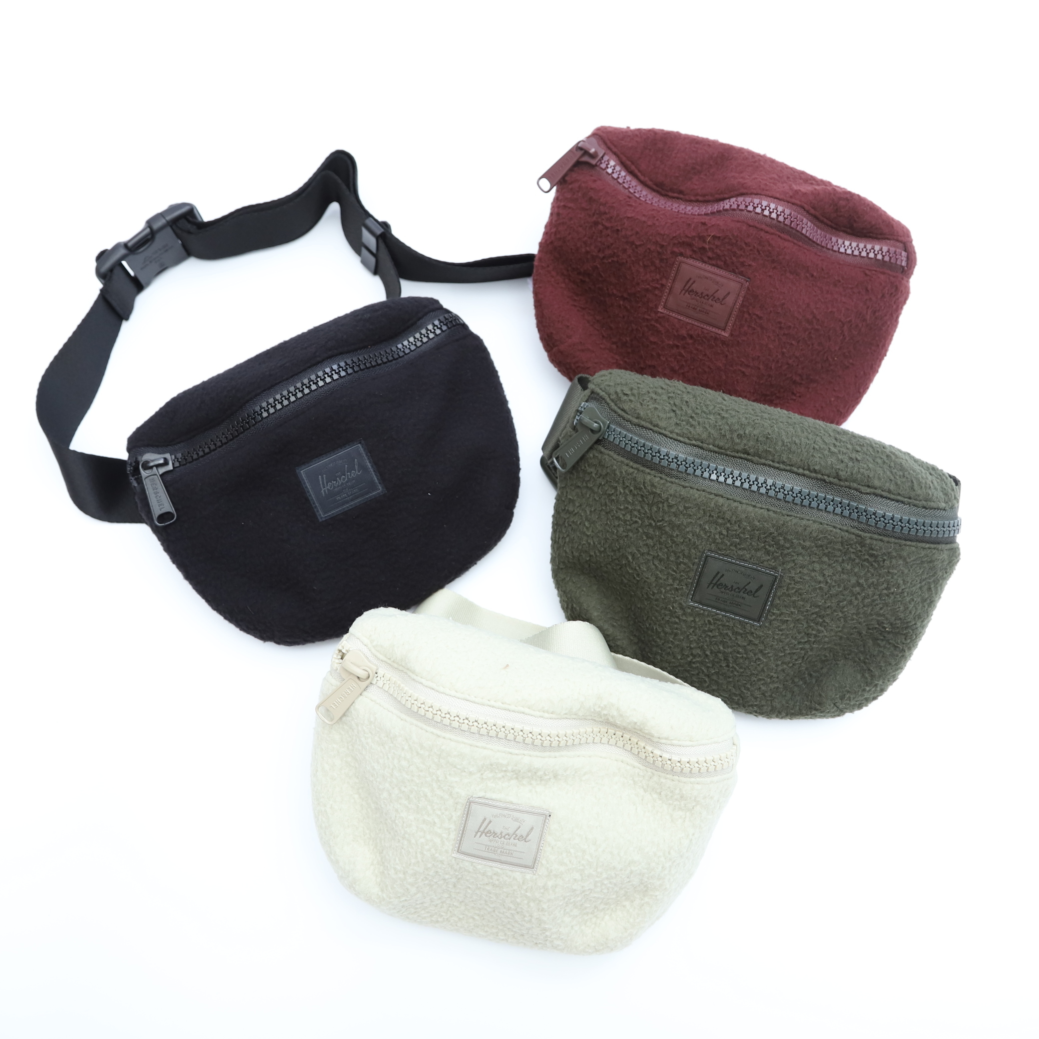 Herschel Fourteen Sherpa Fleece waist BAG 黑色 米白 酒紅 絨毛 仿羊毛氈 腰包【10514-03076】!!特價出清商品售出不退換!!