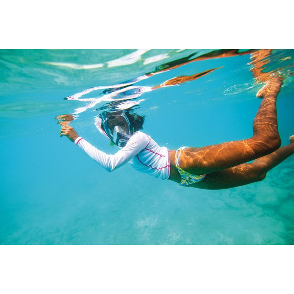 Unica MD 細面形或青少年全面罩式浮潛面鏡連呼吸管 - 黑/青檸