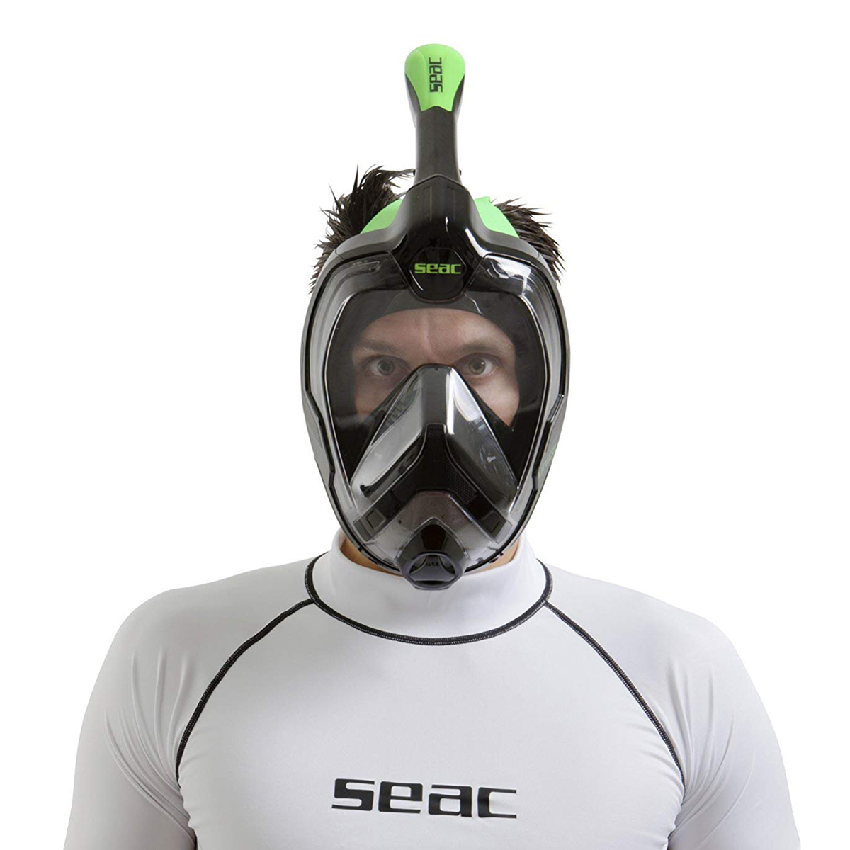 Unica 成人全面罩式浮潛面鏡 - 黑/青檸