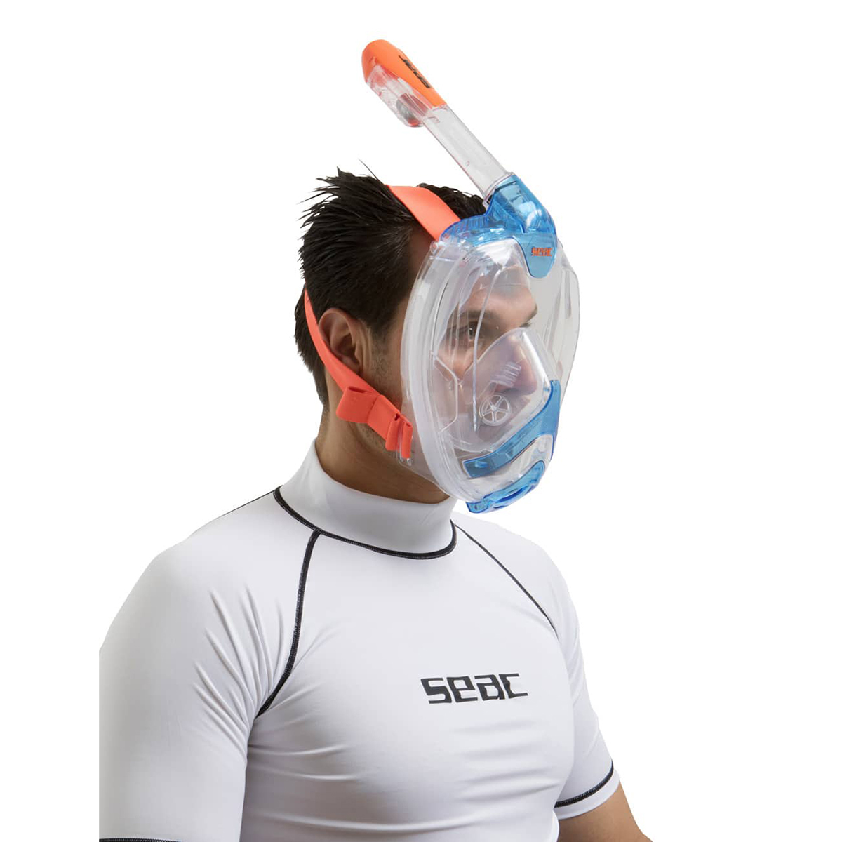 Unica 成人全面罩式浮潛面鏡 - 藍/橙