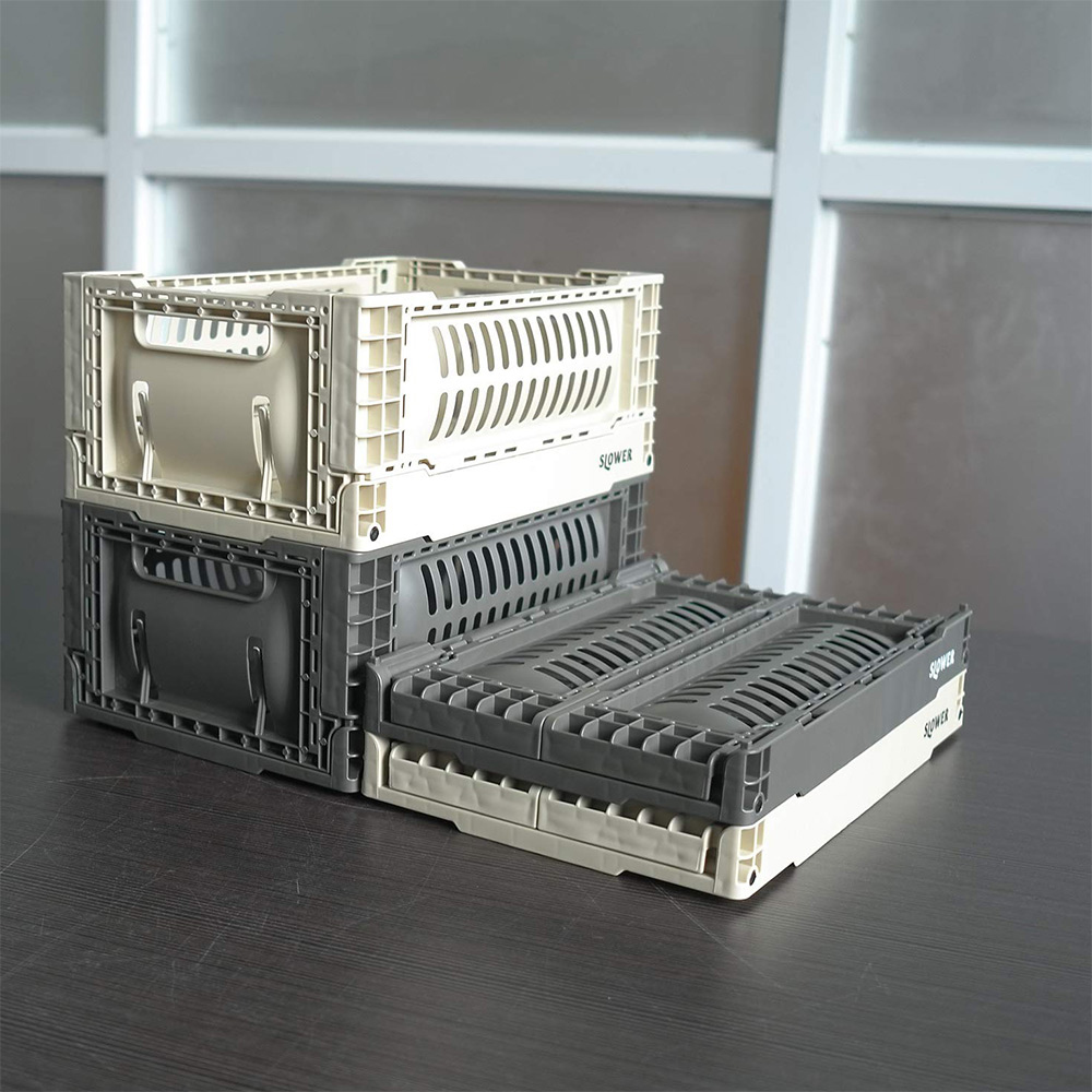 Slower 日本『慢活型人生』輕量摺疊收納箱 沙色 5L