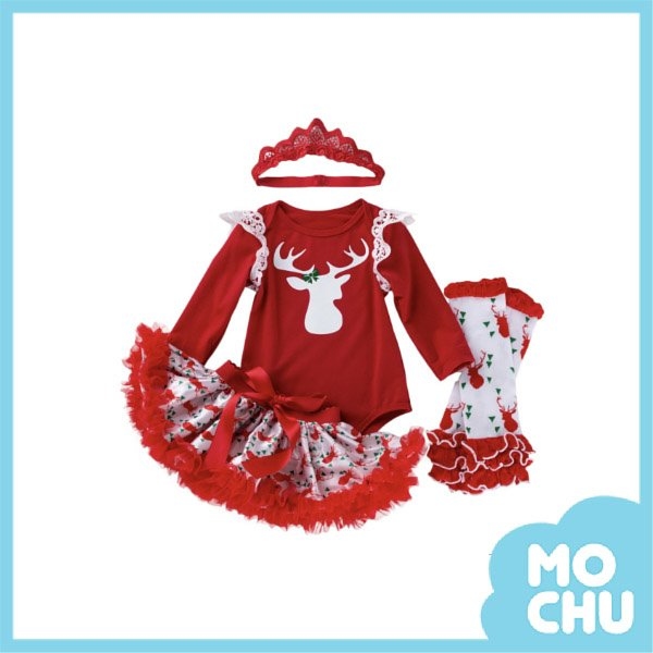 (59cm現貨)滿滿小麋鹿蕾絲包屁衣四件套