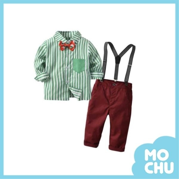 條紋小紳士吊帶套裝(兩色)