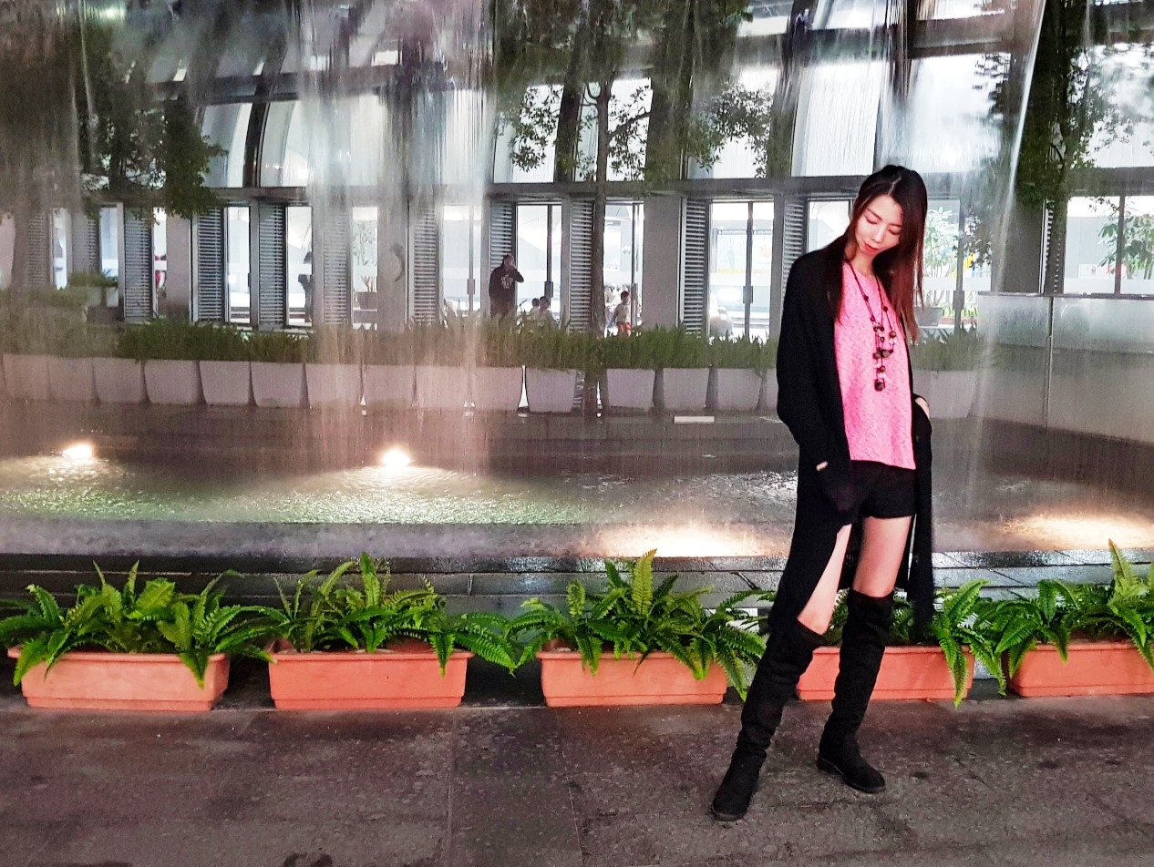 帶子紗長版側口袋設計針織外套