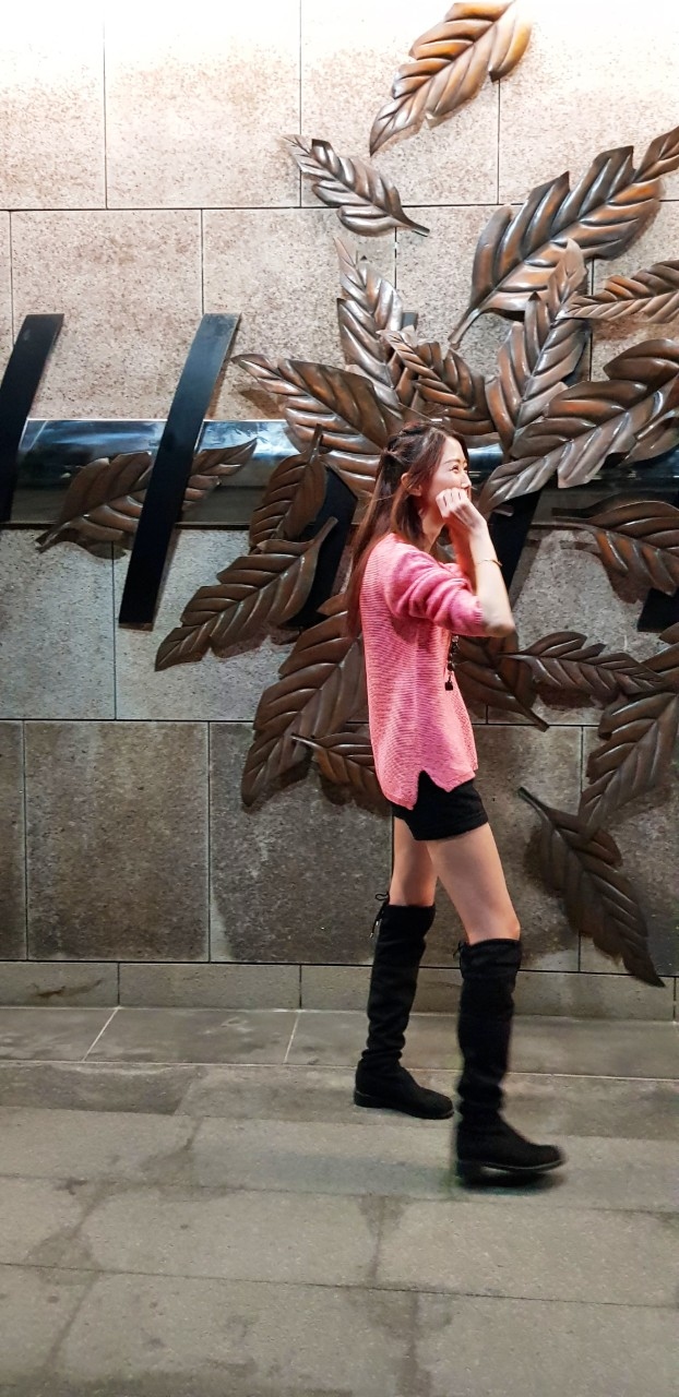 V領彩色點點長袖針織上衣- 桃粉