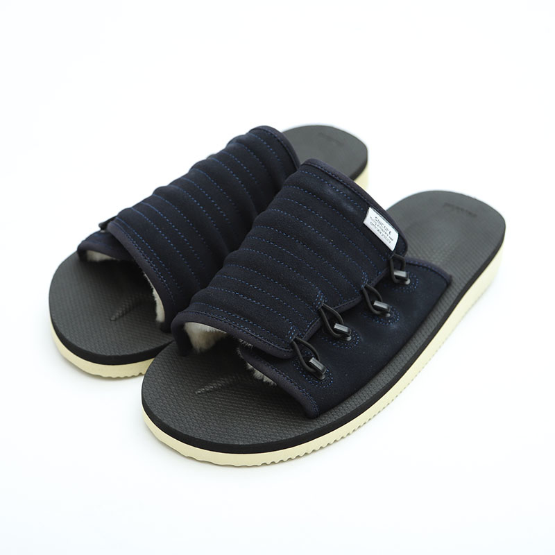 [出清商品售出無退換] SUICOKE MURA 104M 深藍 毛絨內裡 側扣 保暖 麂皮 拖鞋 魔鬼氈 男鞋【SK104MNY】