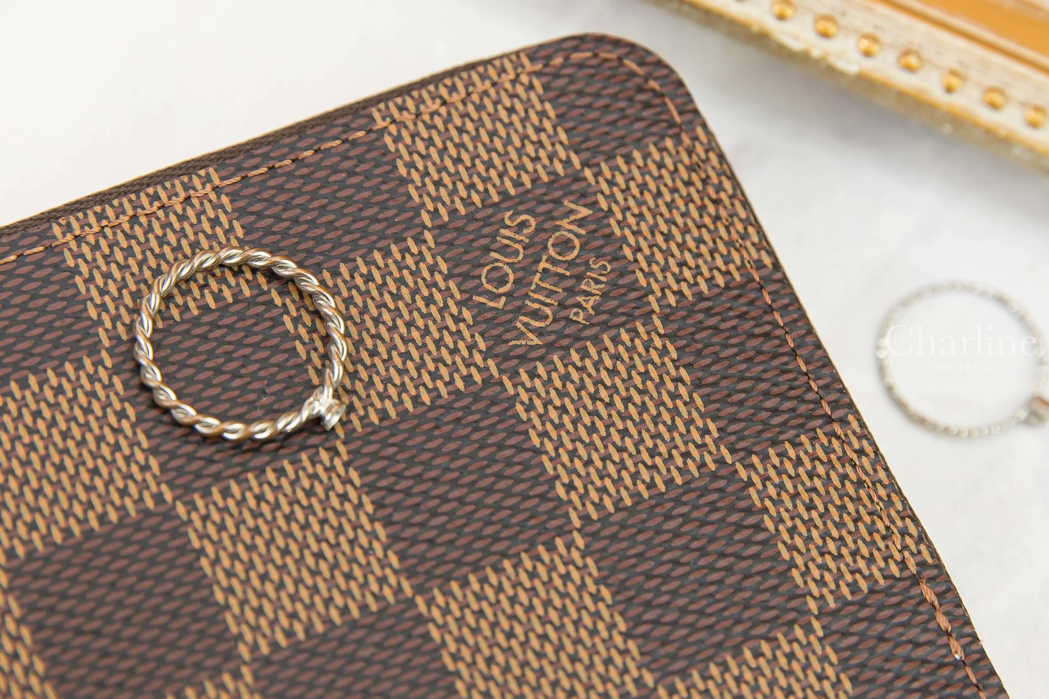 Louis Vuitton Zippy Coin Purse 咖啡色棋盤格紋拼粉紅內裡金色拉鏈零錢包