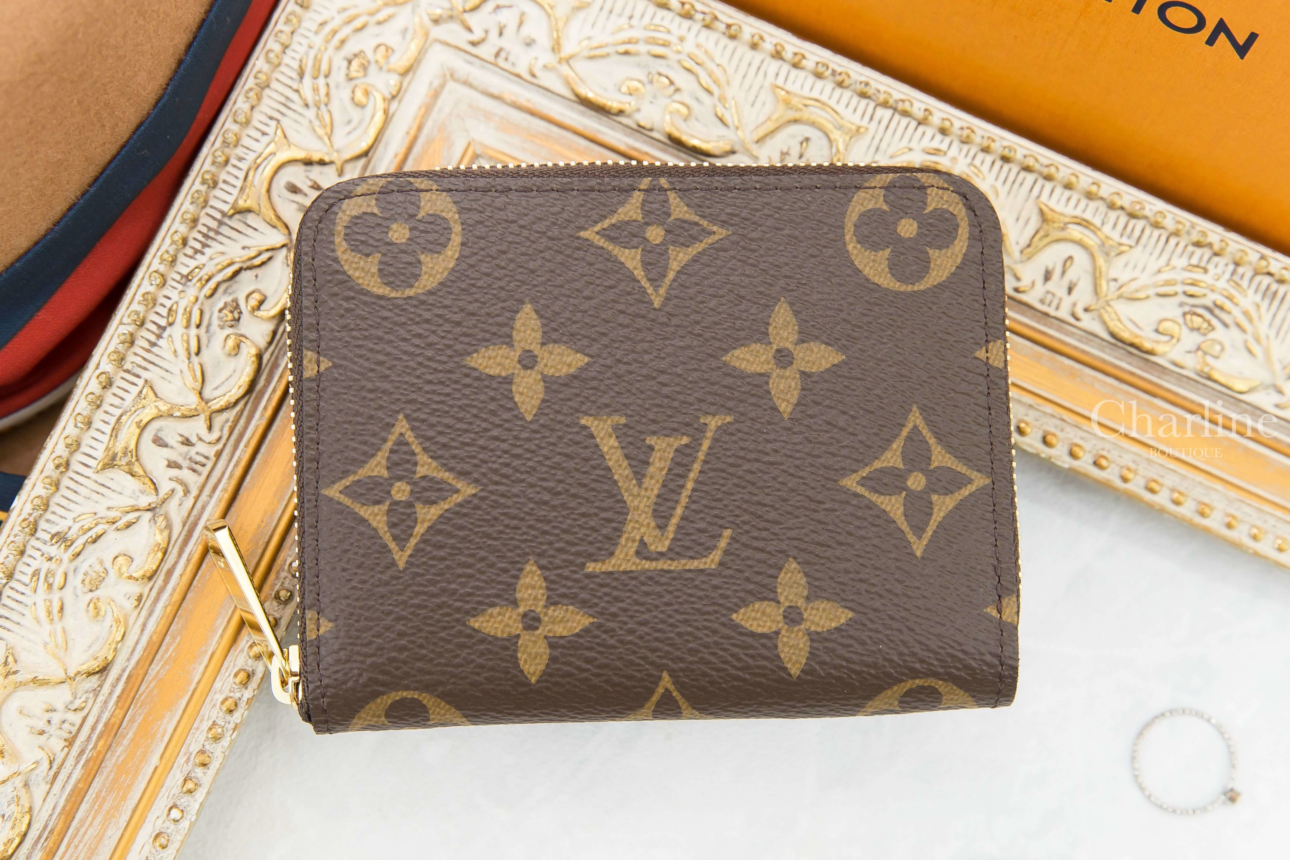 Louis Vuitton Zippy Coin Purse 咖啡色老花金色拉鏈零錢包-Charline Boutique 精品代購