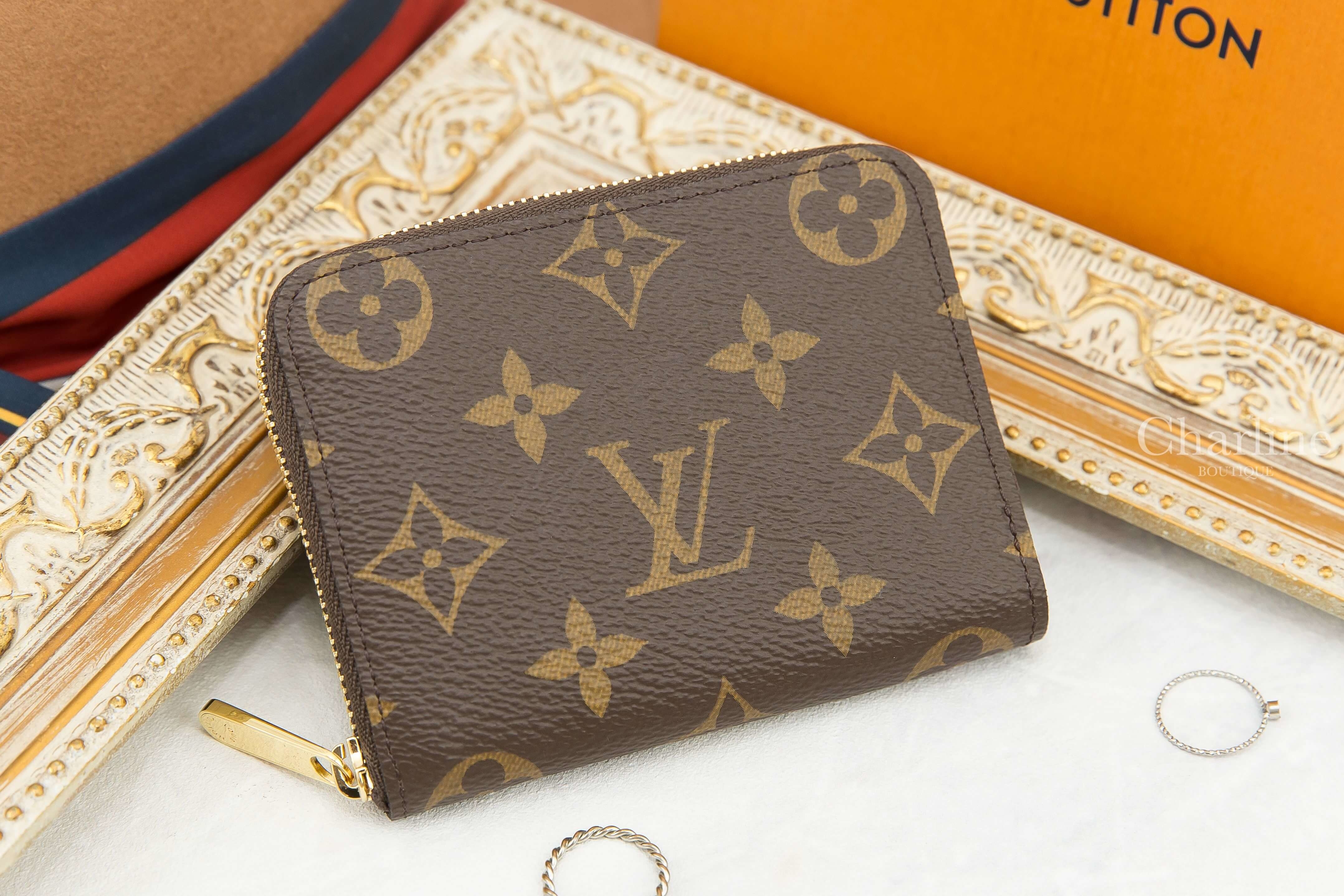 Louis Vuitton Zippy Coin Purse 咖啡色老花金色拉鏈零錢包-Charline Boutique 精品代購