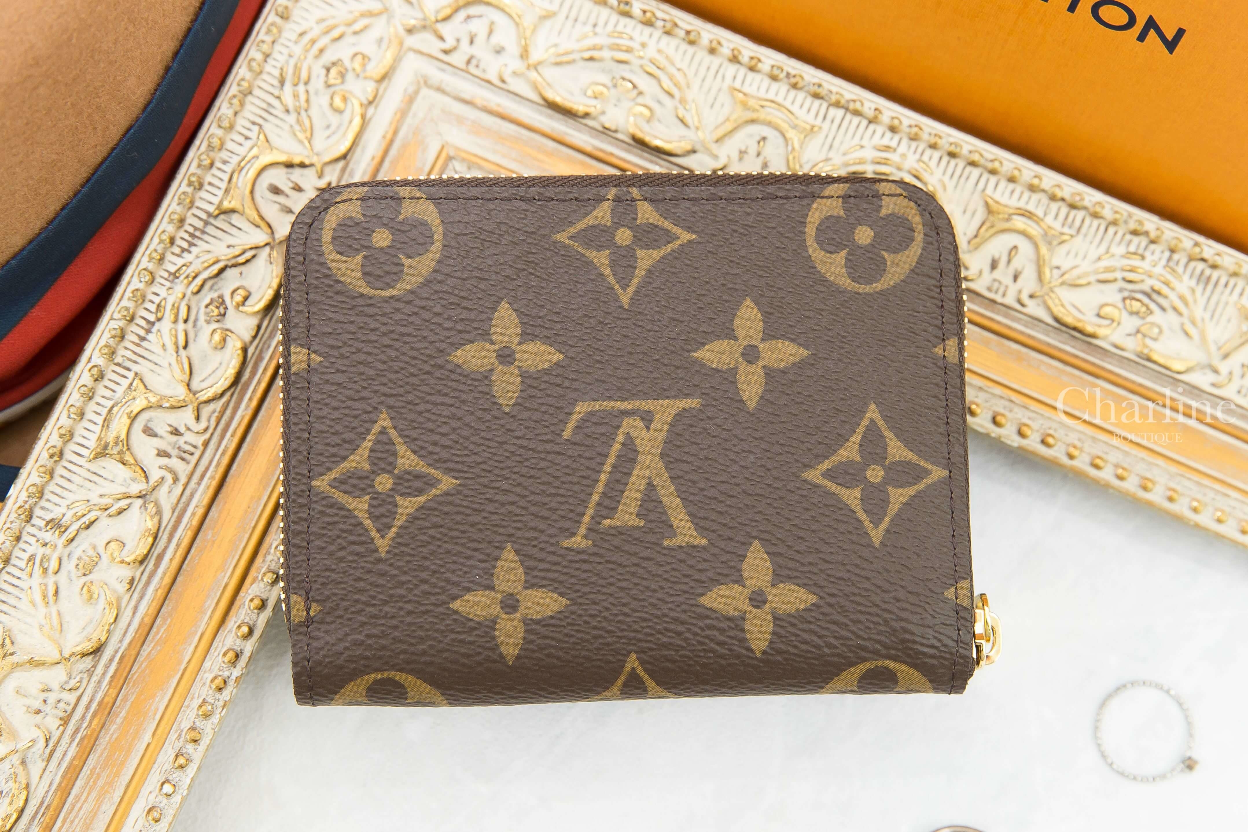 Louis Vuitton Zippy Coin Purse 咖啡色老花金色拉鏈零錢包-Charline Boutique 精品代購