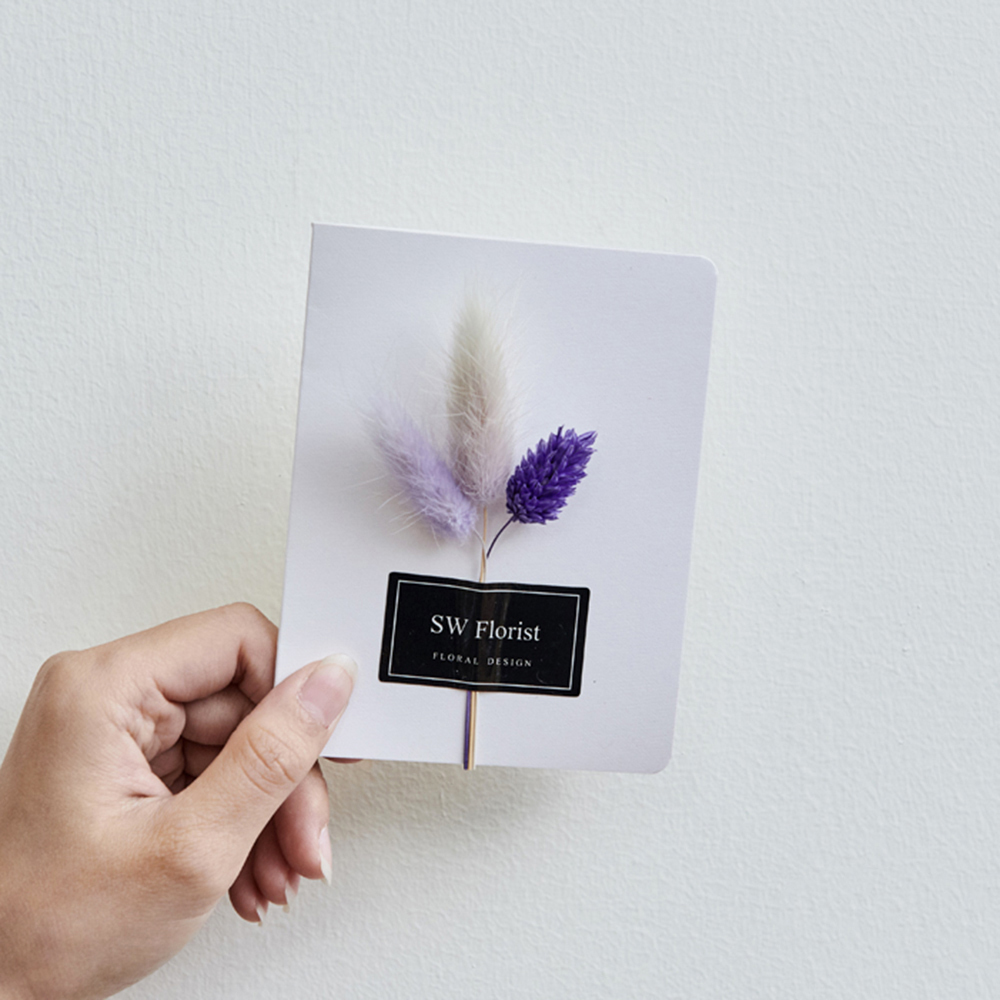 ｜手作乾燥花卡片 簡約風 淡雅紫 文創小物｜