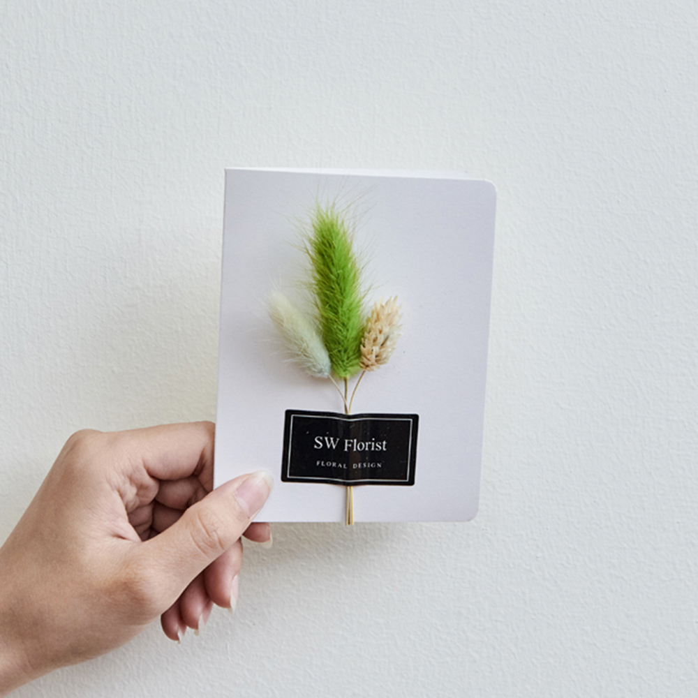 ｜手作乾燥花卡片 簡約風 翠綠色 文創小物｜