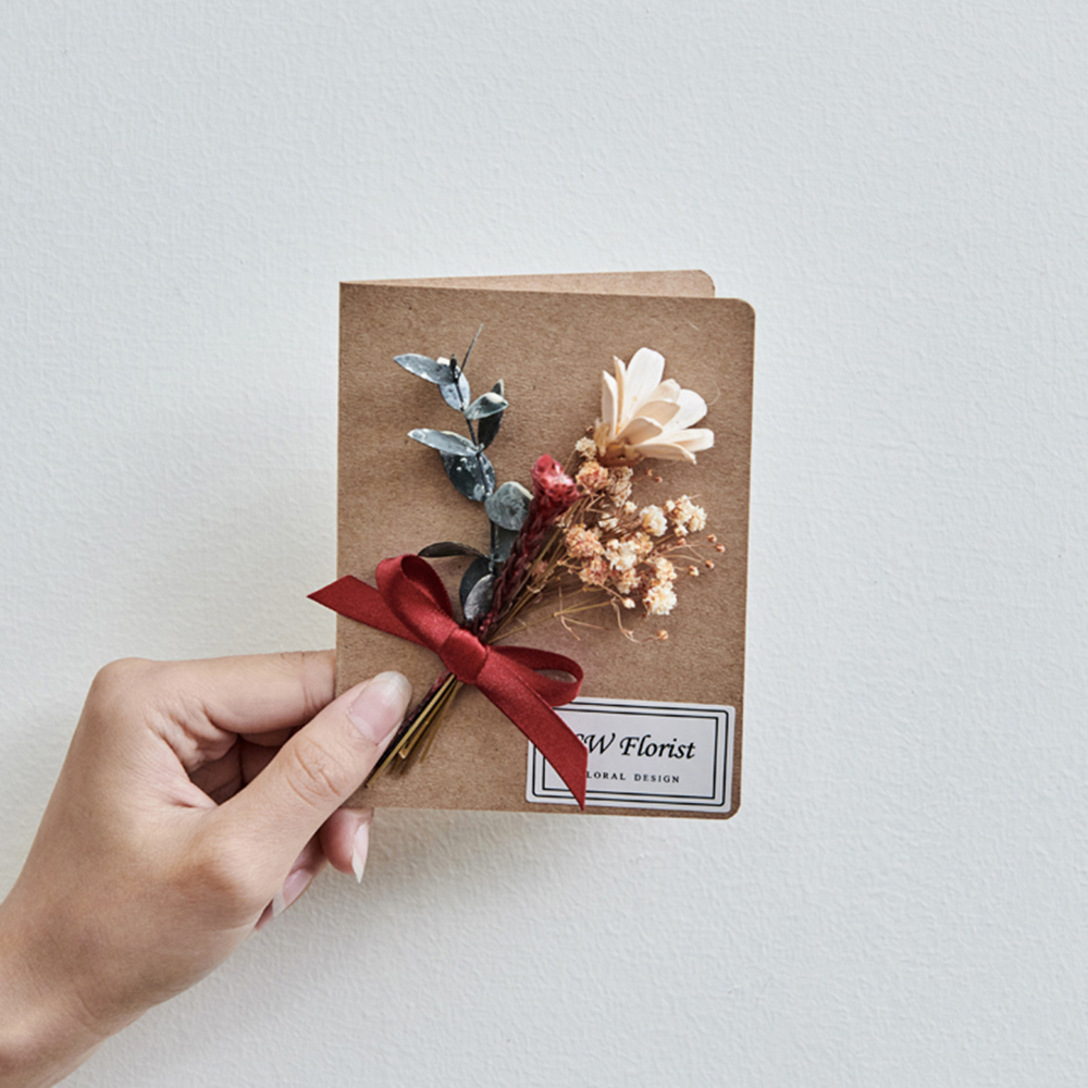 ｜手作乾燥花卡片 文青款 秋風色系02｜