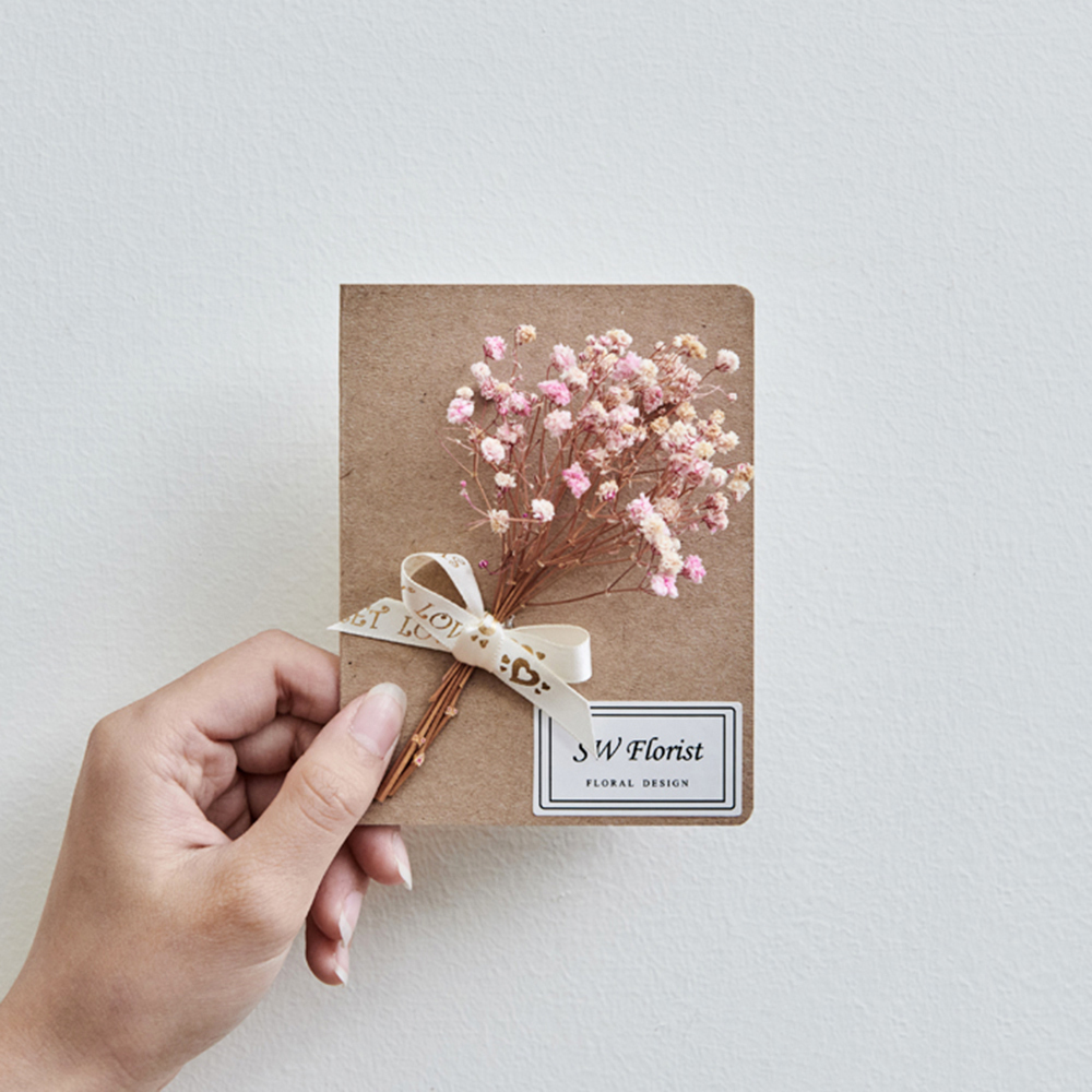 ｜手作乾燥花卡片 滿天星 甜美風 粉色款 文創小物｜