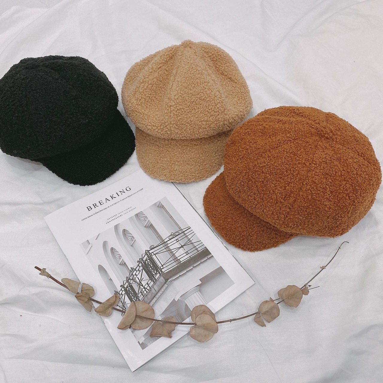 泰迪Q毛報童帽 / 三色