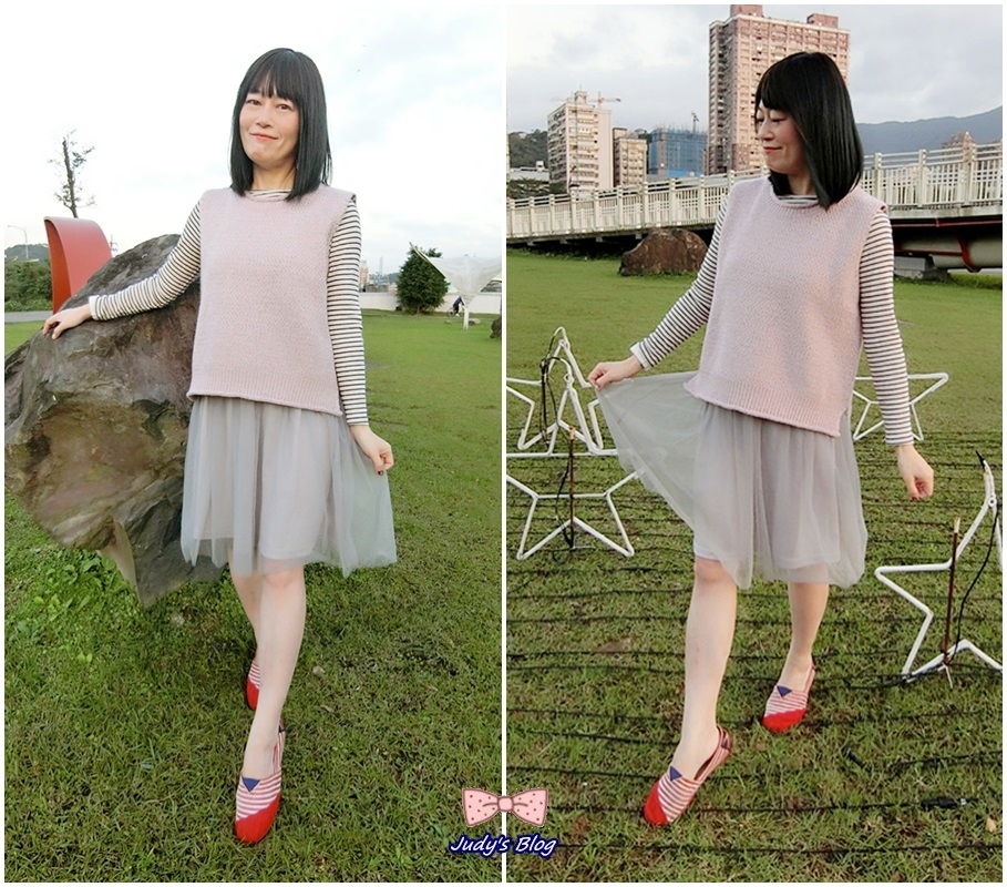 針織背心穿搭法~搭配紗裙