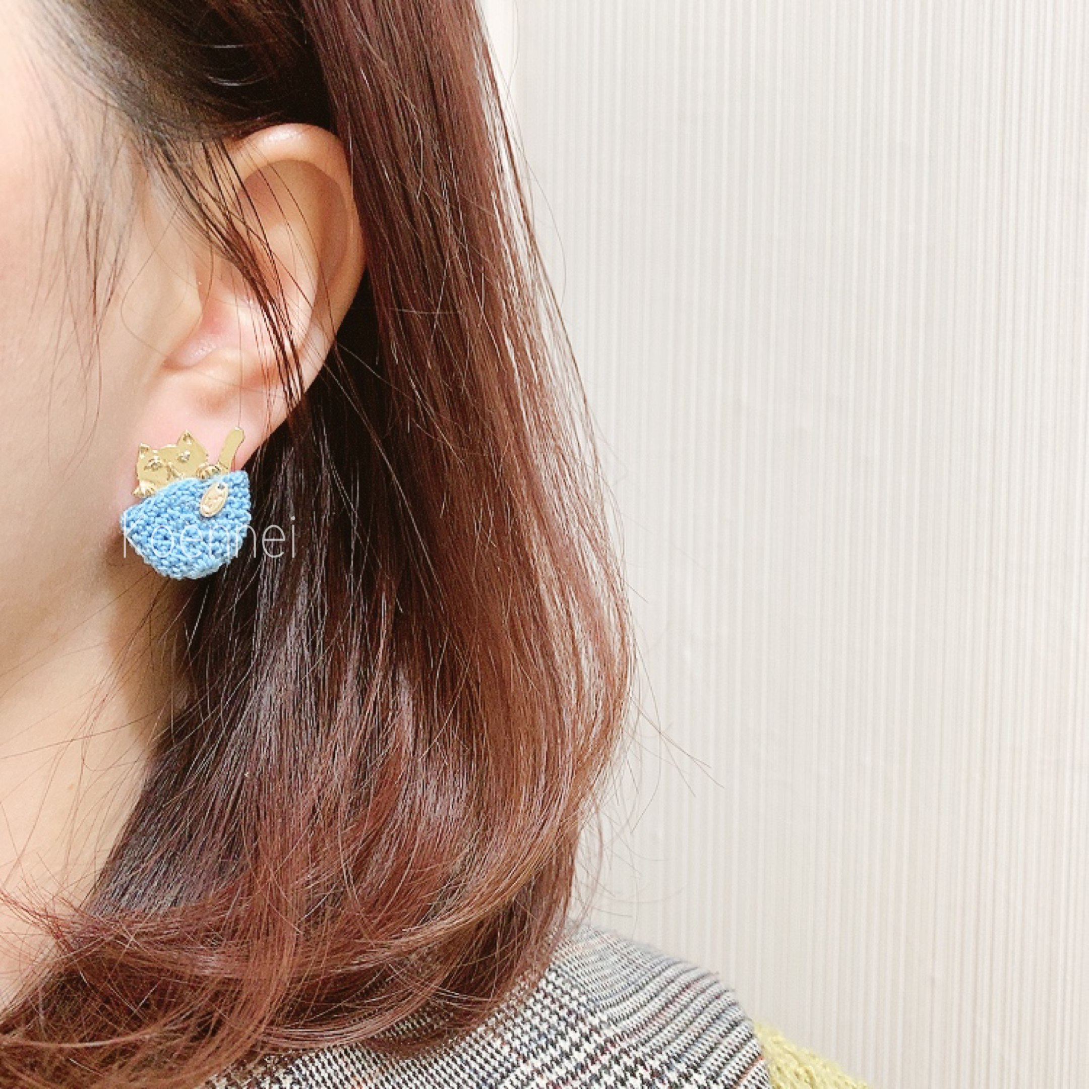 Luccica 貓咪藤籃耳環