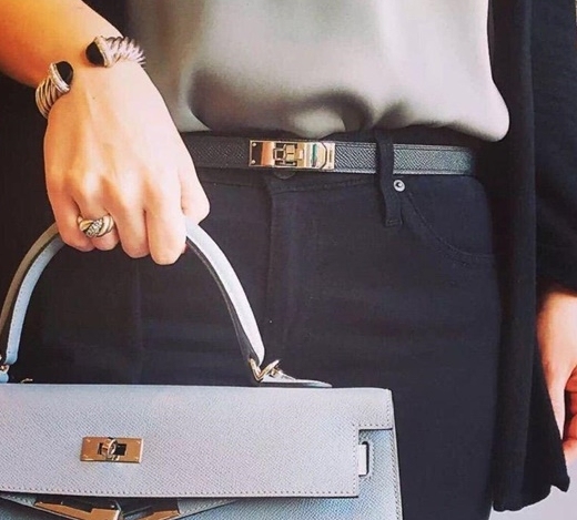 Kelly 鎖頭 牛皮腰帶 (金/銀)(多色) 