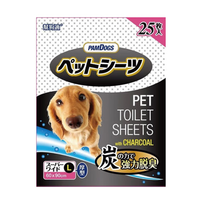 【四包免運組】日本PAMDOGS-幫狗適寵物竹炭尿布墊-L型 90X60cm(25入)