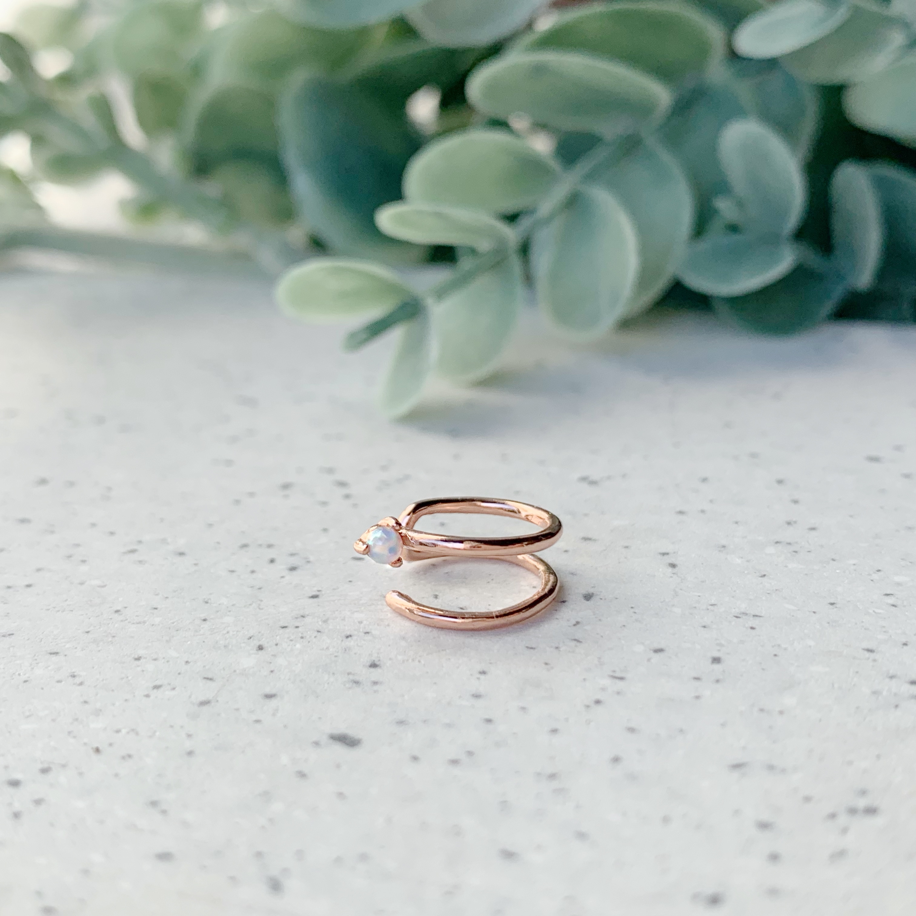 歐泊雙層耳骨夾-玫瑰金