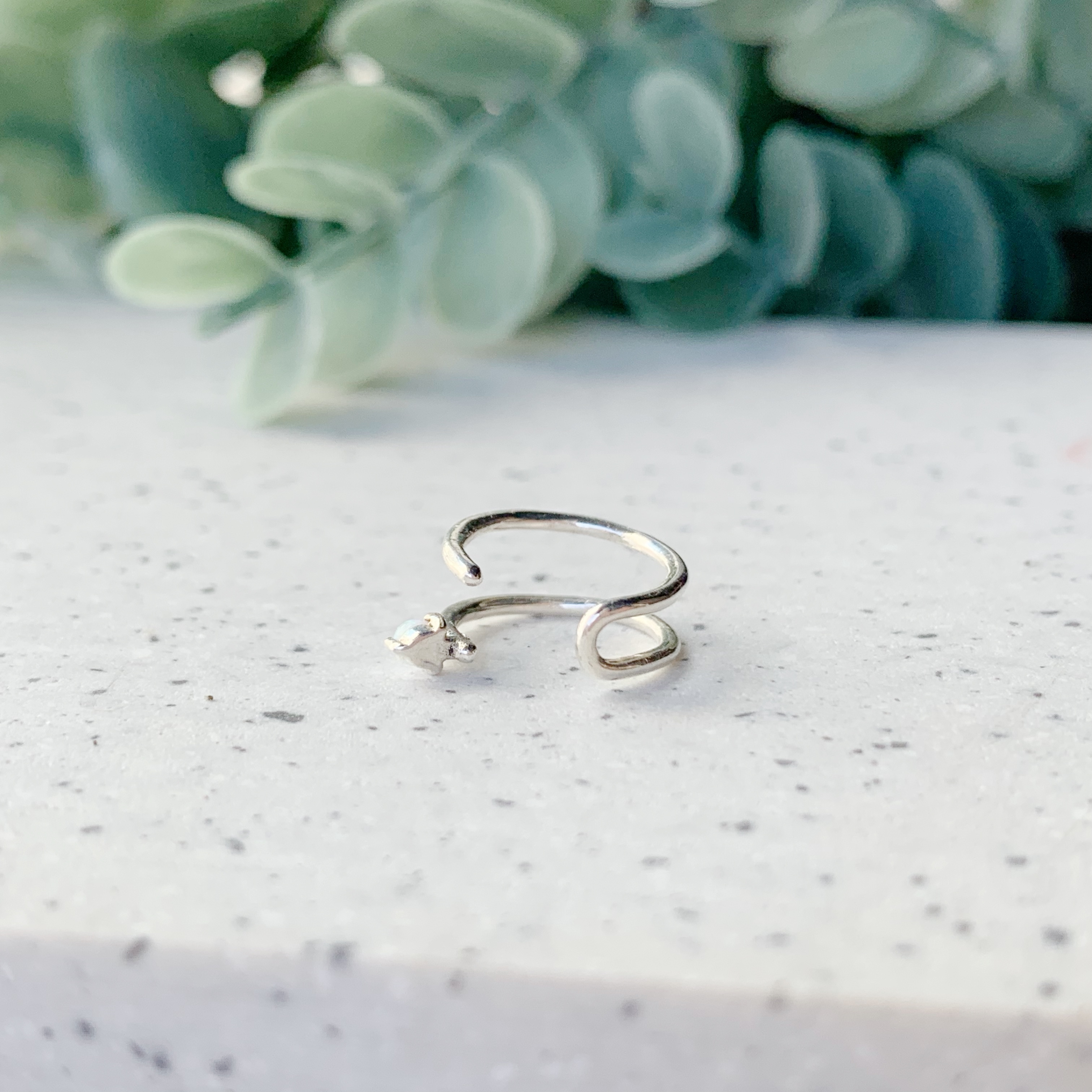 歐泊雙層耳骨夾-銀