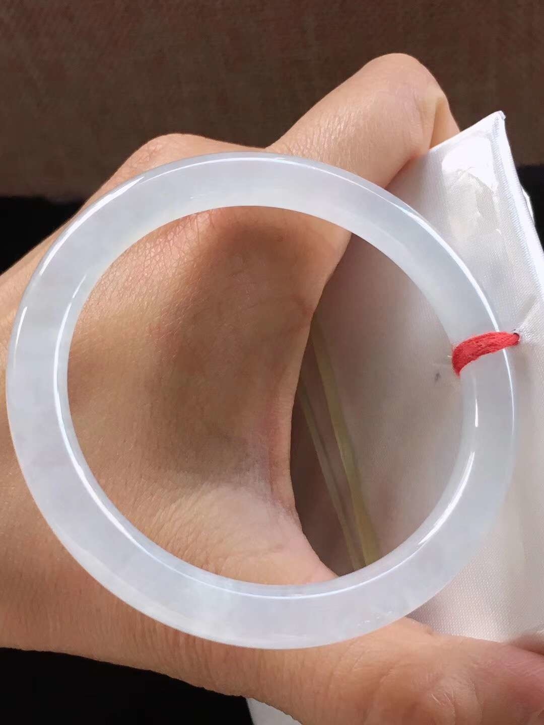 白冰圓條手鐲 53.2mm, 天然翡翠A玉, 緬甸玉, Jade, Jadeite