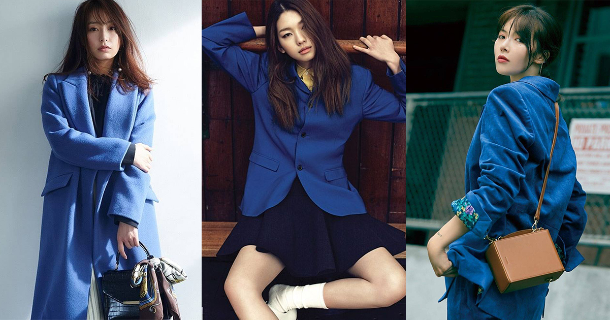 全身同色穿搭或放在外套上膚色也顯得更加白皙。