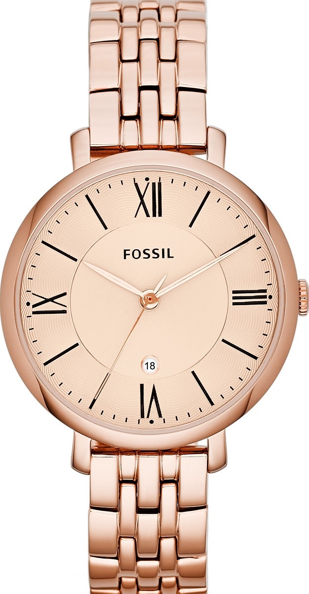 萬年鐘錶 - Fossil  玫瑰金不鏽鋼女錶  ES3435  錶徑36MM  JACQUELINE