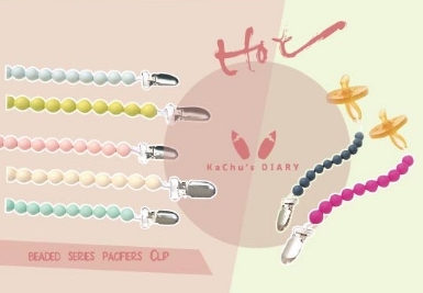 馬卡龍紅色串珠奶嘴鍊